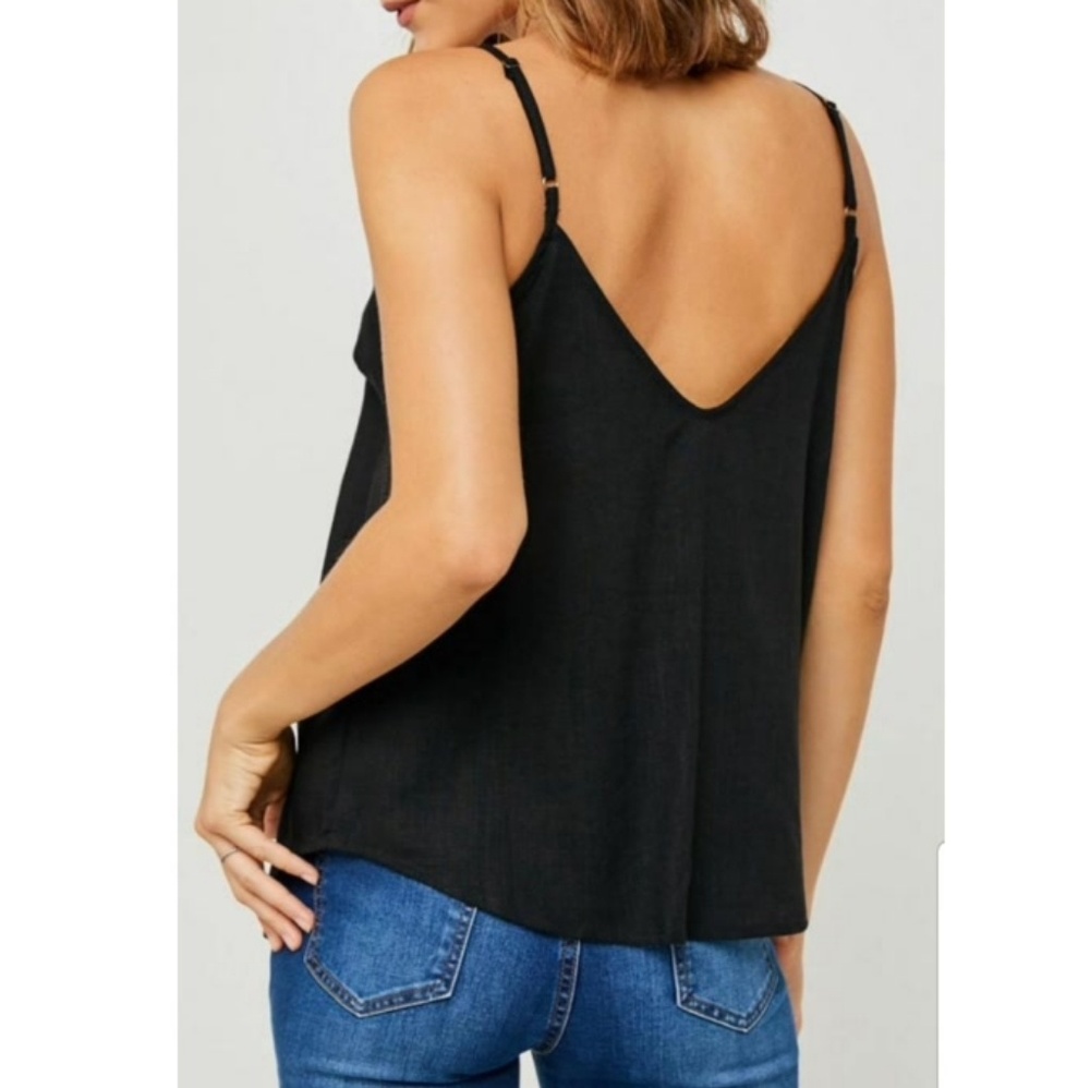 Black Button Down Linen Tank - Picture 5 of 6
